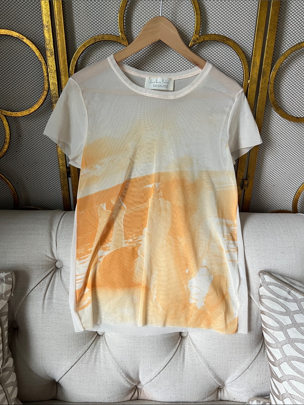 Lightweight Orange Print Short Sleeve Tee